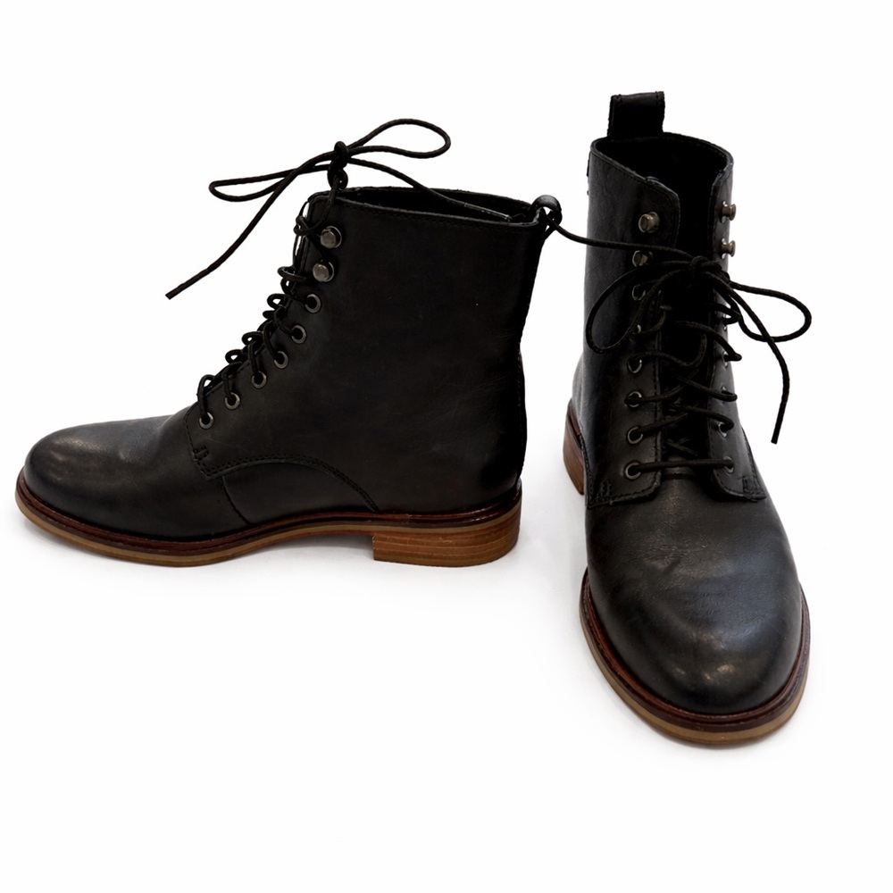 Clarks Black Lace Up Leather Boots